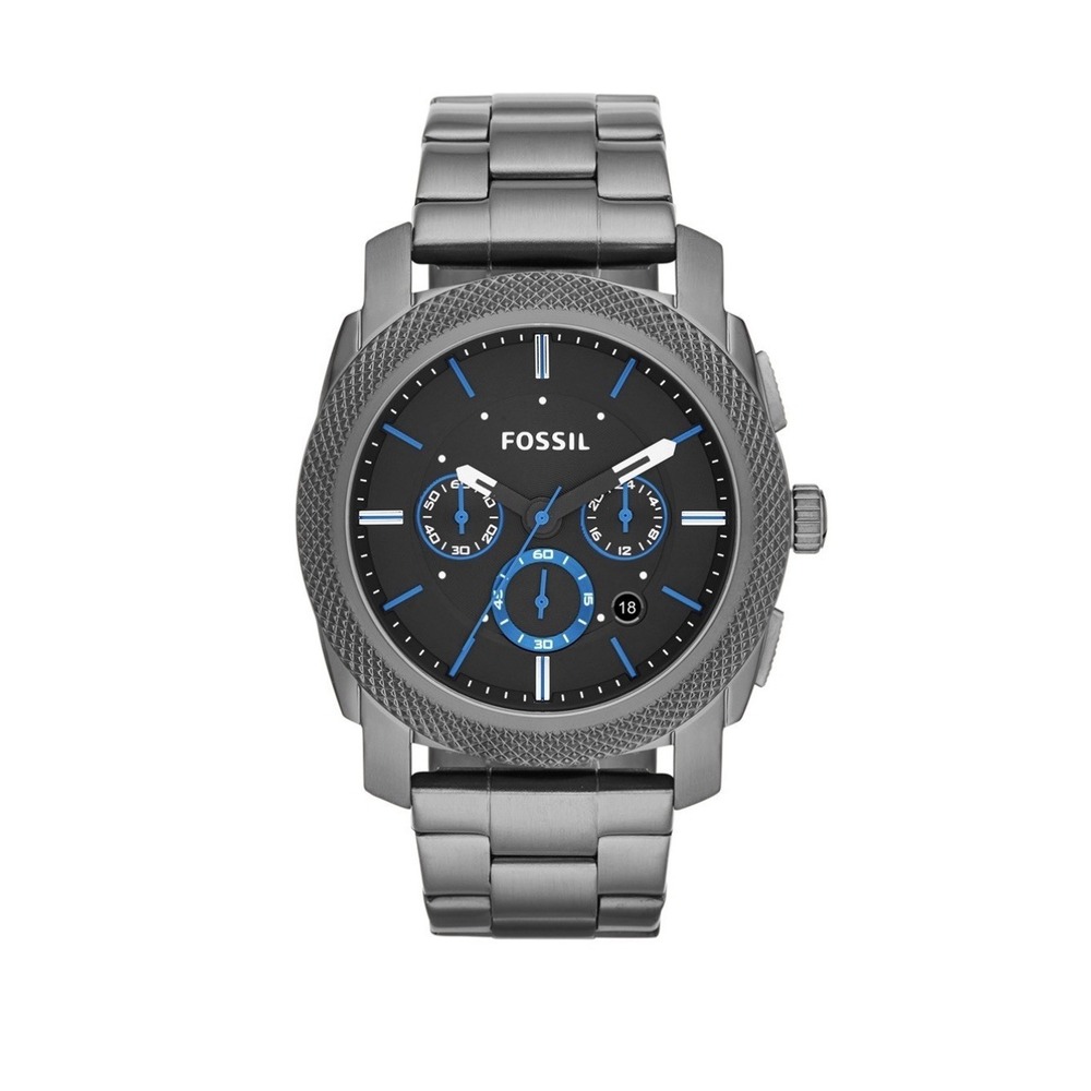 Fossil Machine Chronograph Smoke Stainless Steel Watch FS4931 45MM